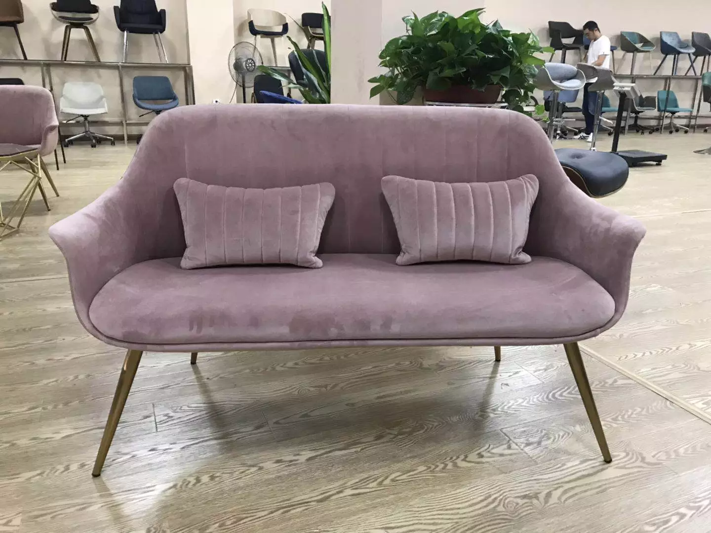 Modern Living Room Sofa Pink Velvet Lovesat Lounge Sofa Chair